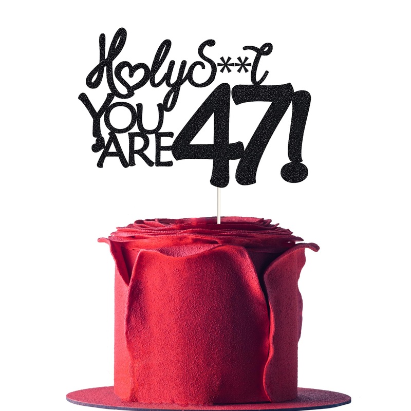 Happy 47Th Birthday Cake Topper 47 Birthday Cake Toppers-Black Glitter, Funny 47Th Cake Topper For Men,47 Cake Topper For Women,