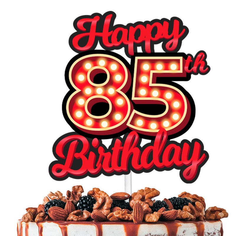 Happy 85Th Birthday Cake Topper Fluorescent Flashing Night Out Hen Movie Nightclub Theme Decor Supplies Woman Man Happy Birthday