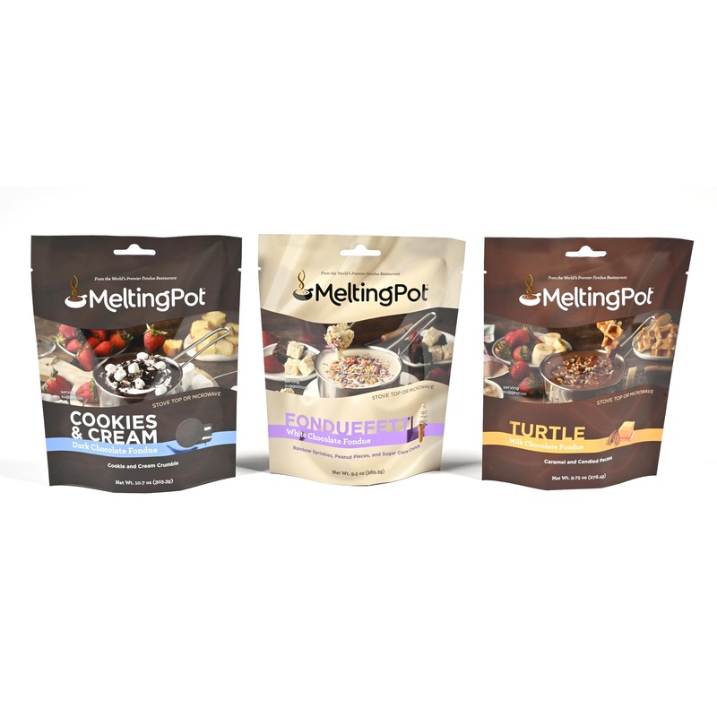 Melting Pot Chocolate Fondue; Mini Chocolate Wafers For Melting, Variety Pack (Dark Chocolate Cookies & Cream, White Chocolate,
