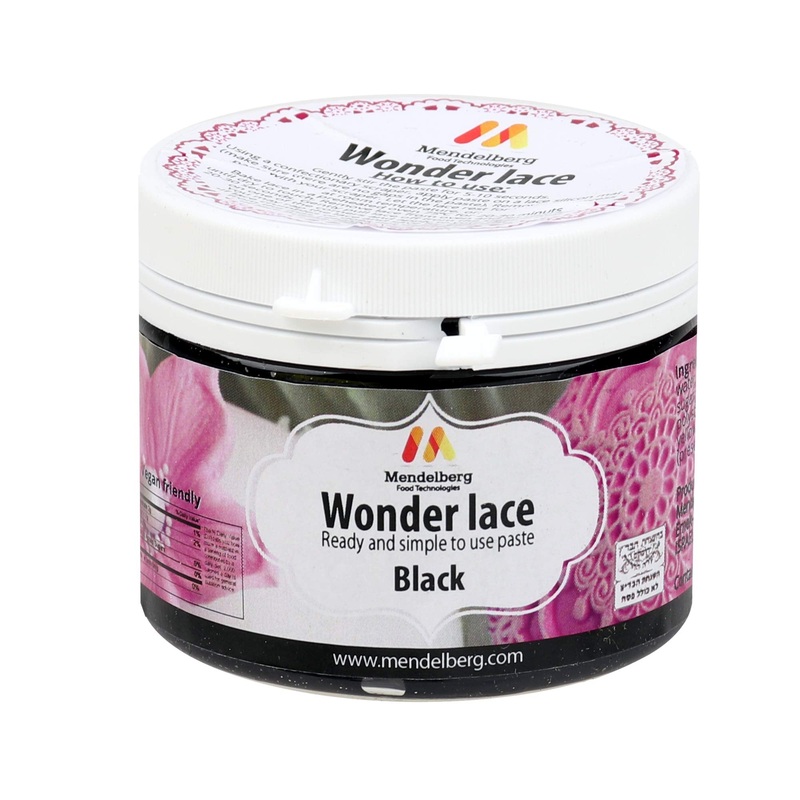 Mendelberg Wonder Lace Edible Lace Paste, Black 5.2 Fluid Ounces