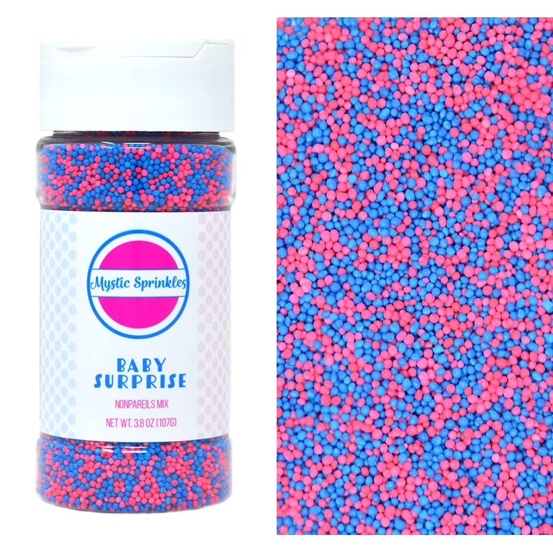 Mystic Sprinkles Baby Shower Sprinkle Mixes (Baby Surprise Nonpareils Mix 3.8Oz)