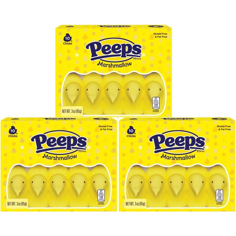 Peeps Easter Marshmallow Chicks, Variety Pack, 10 Count (Assorted Flavors & Colors) (3 Count, Yellow Chicks Marshmallow)