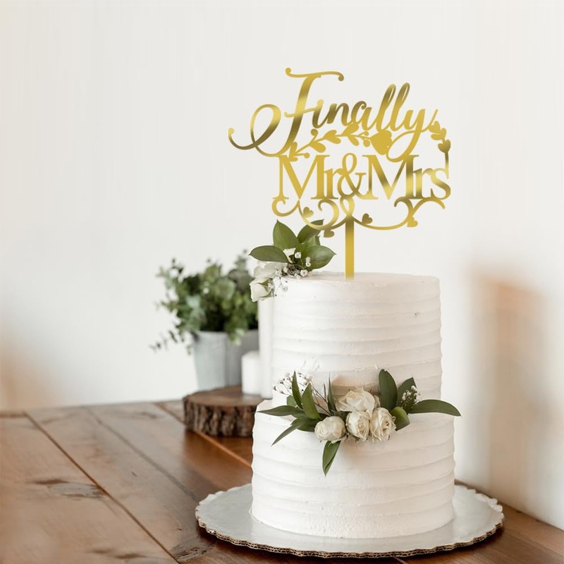 Qertesl Future Mr And Mrs Cake Topper,Acrylic Bridal Shower Cake Pick Decorations- For Wedding Engagement Theme Party Decoration