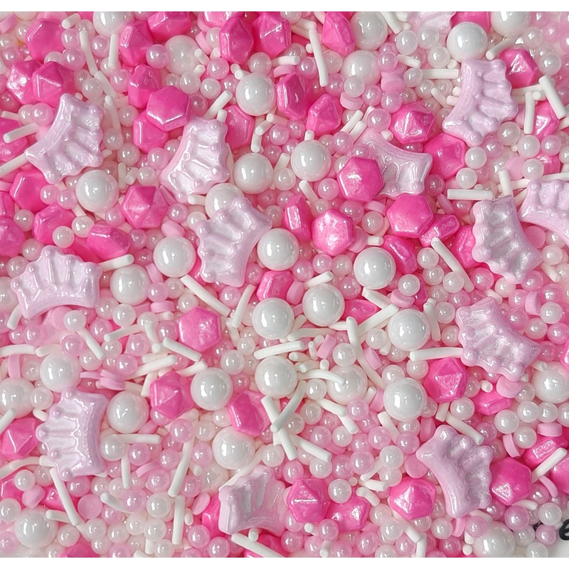 Sentovac Edible Pink Crown Mix Sprinkles For Decorating | Edible Cake Cupcake Sprinkles 1 Bottle 3.53Oz/ 100G | Cookie And Ice C