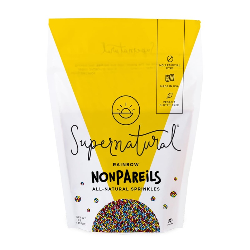 Supernatural Rainbow Nonpareils, Dye-Free Natural Sprinkles, Soy-Free, Gluten-Free, Vegan, Made In Usa, 16Oz