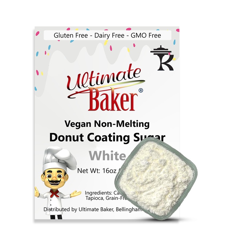 Ultimate Baker Vegan Non-Melting White Donut Sugar & Dusting Powder, White Coating Sugar For Donuts And Icing, Gluten Free (16Oz