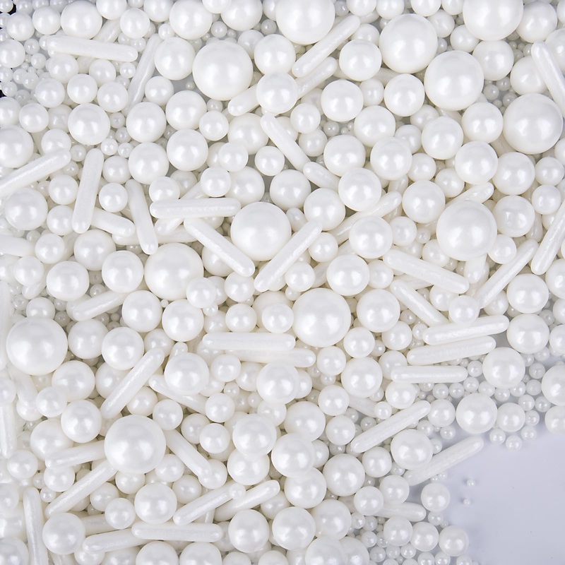 White Sprinkles For Cake Decorating, 4.6Oz White Rod And Pearl Sprinkles Mix For Baking, Cupcake, Cookie, Ice Cream, Donuts And