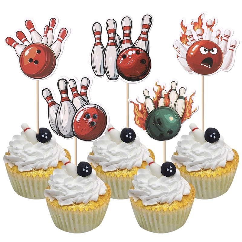 40 Pcs Bowling Cupcake Toppers Double Sided Sports Theme Bowling Cupcake Picks Bowling Party Decorations For Bowling Theme Baby