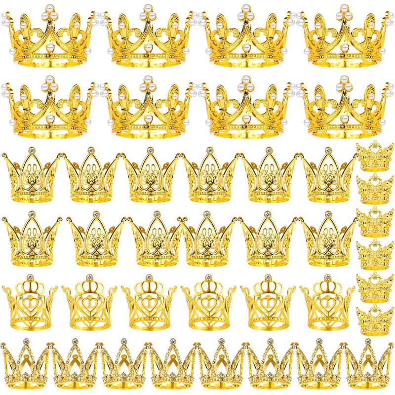 40 Pcs Crowns For Flower Bouquets Crown Cake Topper Small Crown For Flower Accessories Mini Crown Cupcake Toppers For Lady Brida