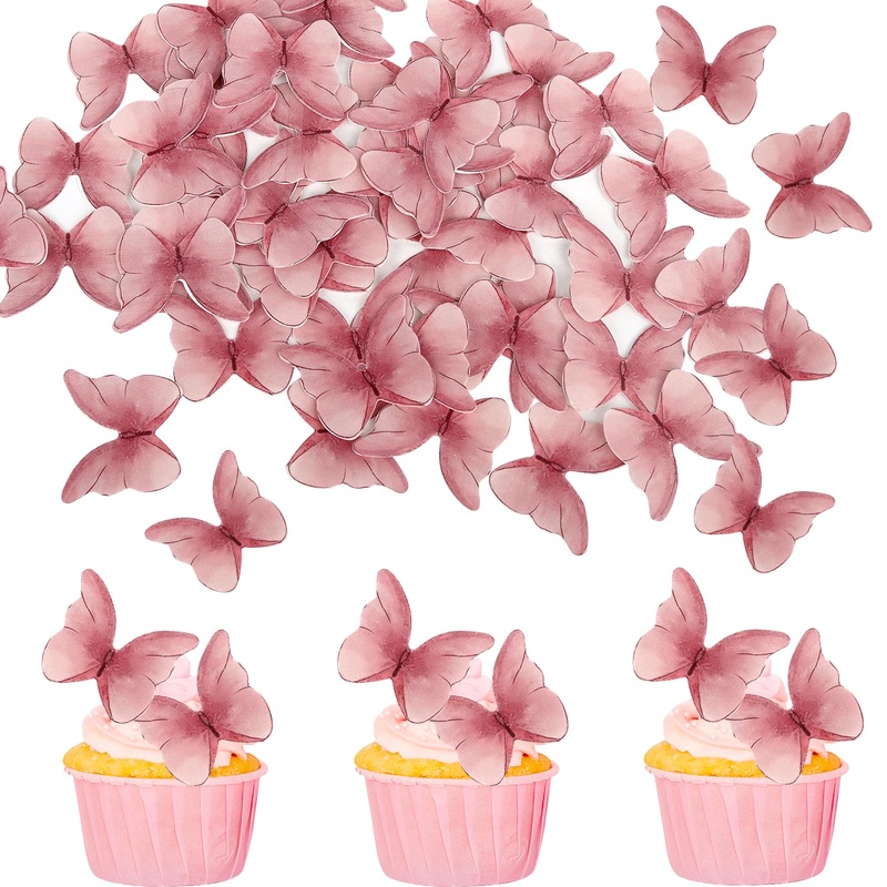 48Pcs Edible Cupcake Toppers – Wafer Paper Edible Butterfly Cake Decorations For Butterfly Theme Baby Shower Birthday Wedding Pa