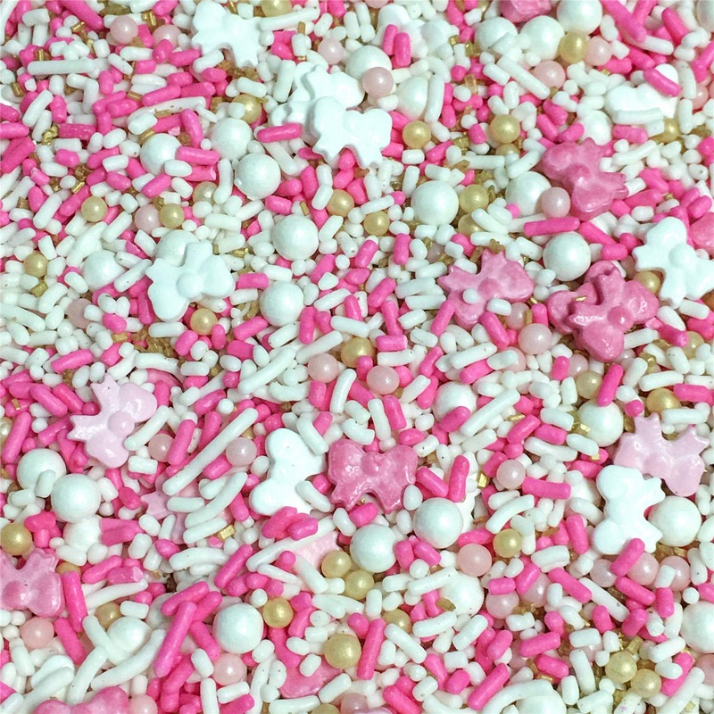 Baby Girl Bows & Pearls Edible Confetti Sprinkles Cake Cookie Cupcake Icecream Donut Quins – 4Oz