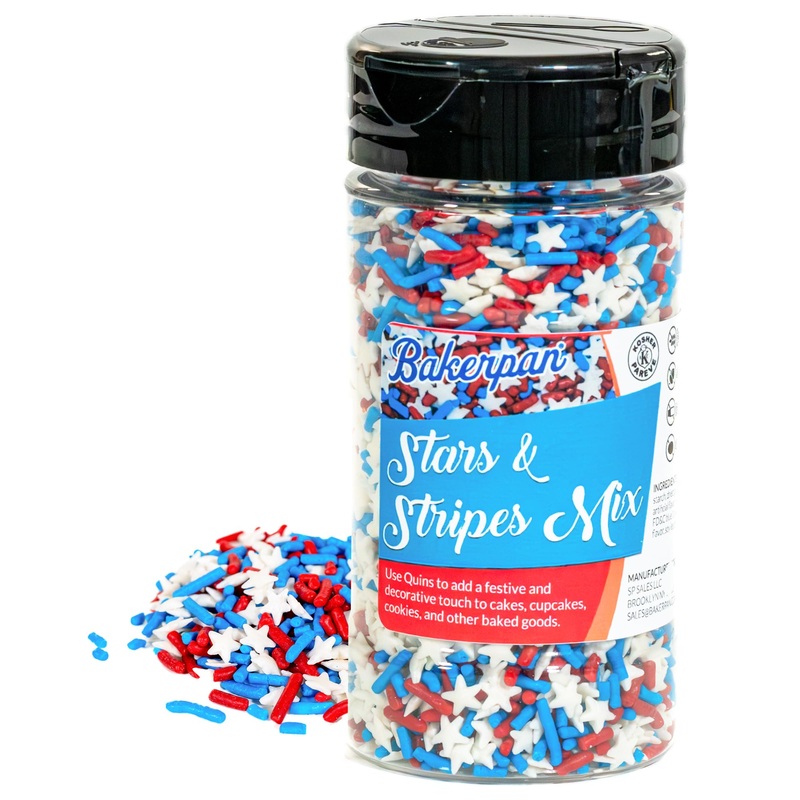 Bakerpan July 4Th Sprinkles For Cake Decorating – Star Confetti Mix – Patriotic Edible Confetti Sprinkles For Cupcakes, Ice Crea