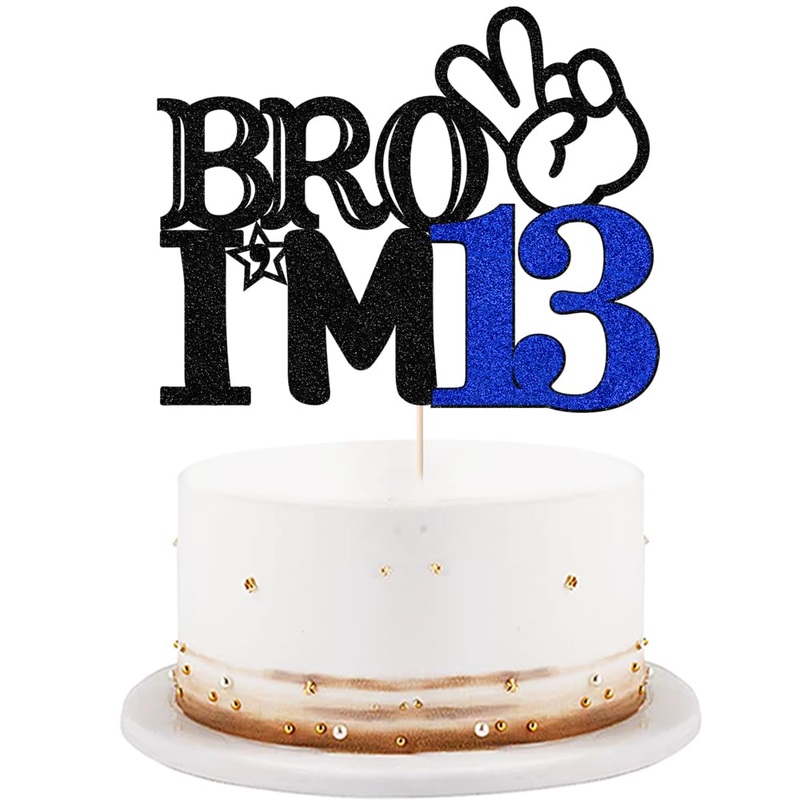 Bro I’M 13 Cake Topper- 13Th Birthday Cake Picks, Officially Teenager Cake Topper, Boy 13Th Birthday Cake Decorations – 13 Years
