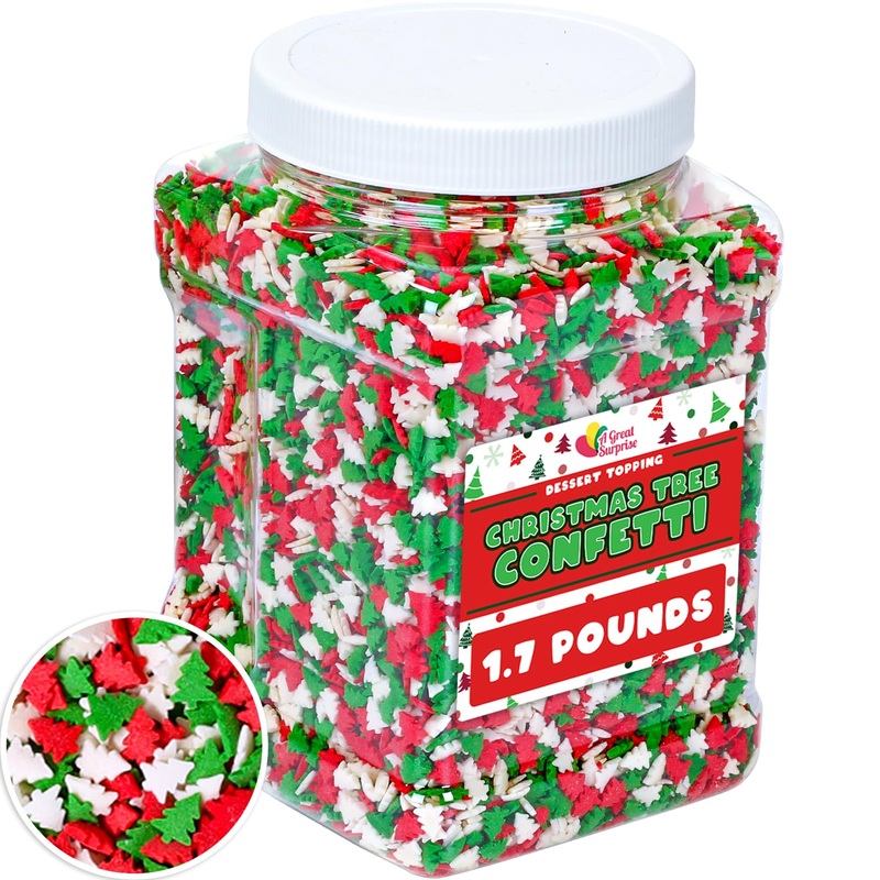 Christmas Tree Sprinkles – 1.7 Pounds – Bulk Red And Green Confetti Sprinkles – Holiday Sprinkles For Cookie Decorating – Christ