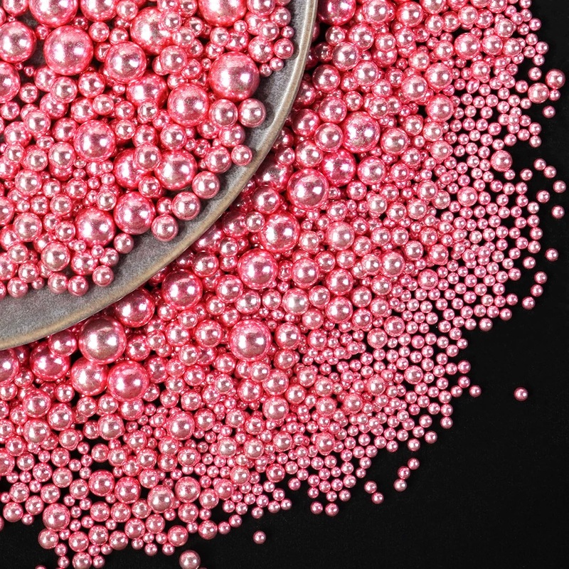 Dazzjoy Edible Rose Gold Pearl Sugar Candy Sprinkles, Mix Size, 4.58Oz, Sprinkles For Cupcake Decorating, Baking Cake Decoration
