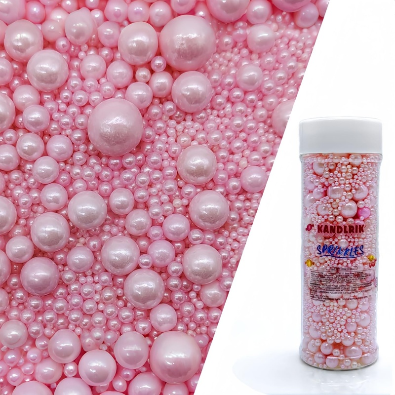 Edible Pink Sugar Pearls Sprinkles Candy Mix Size Pearls Cake Decorations Cupcake Toppers Cookie Decorating Perfect For Wedding