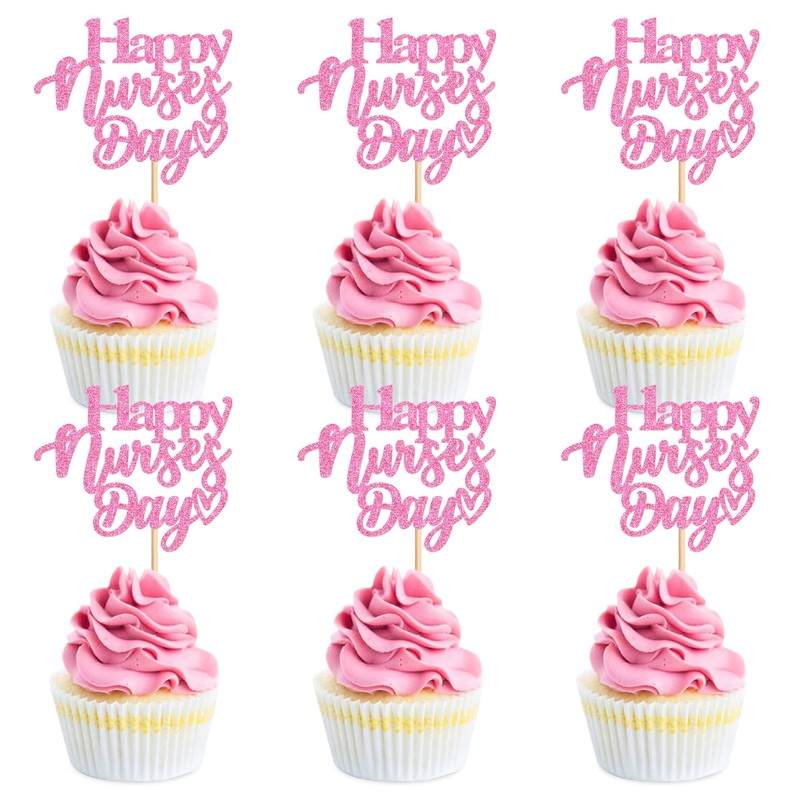 Ercadio 24Pcs Nurse Cupcake Toppers Happy Nurse Day Nursing School Graduation Cupcake Picks Thank You For Medical Nurse Themed B