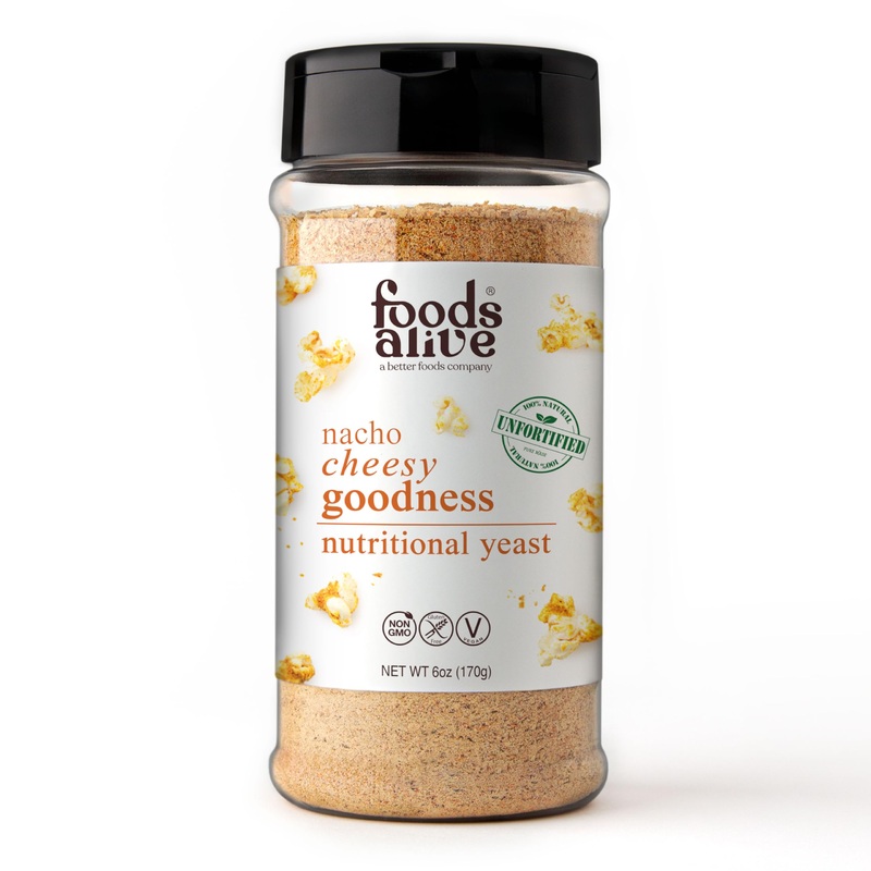 Foods Alive Nacho Cheesy Goodness Nutritional Yeast, 6Oz Shaker Jar/Non-Fortified, Vegan Cheese Powder Seasoning