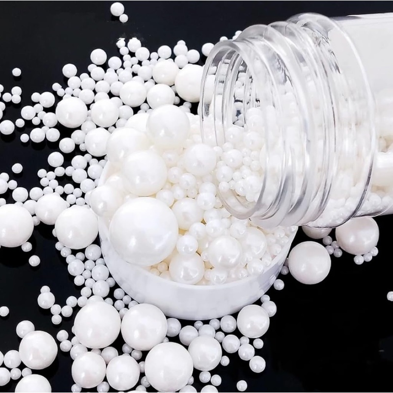 Gevog 1 Bottle White Pearls Sprinkles Mixing Edible Cake Cupcake Sprinkles For Wedding Valentines Party Baking Cupcake Cookie Ic