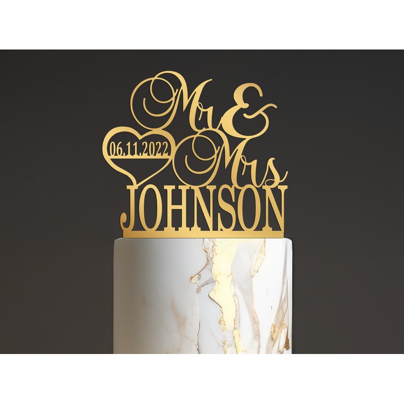 Mr And Mrs Cake Topper For Wedding, Last Name And Date Topper, Personalized Cake Topper, Rustic Toppers For Cake, Wooden Bride &