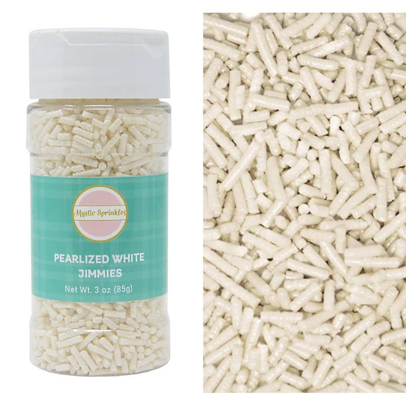 Mystic Sprinkles Pearlized White Jimmies 3Oz Bottle