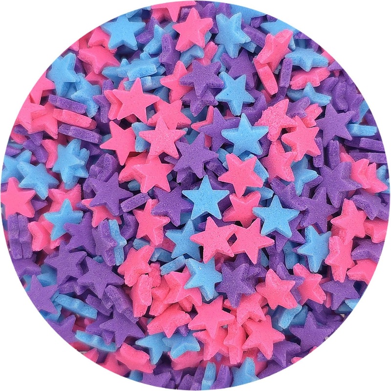 Ncs Blue, Purple And Pink Star Edible Sprinkles, 8 Ounces – Great For Cupcakes, Cookies, Cakes, Cakes Pops