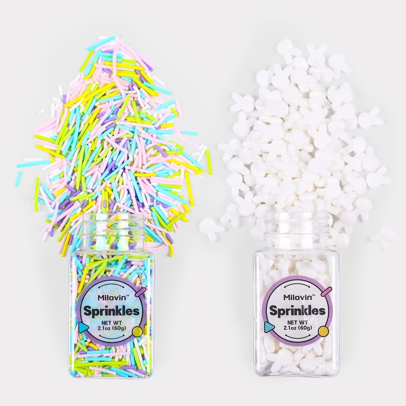 Pastel Jimmies, White Bunny Cupcake Toppers, Edible Easter Sprinkles, Spring Sprinkles For Easter Theme Cake, Spring Cupcakes, C
