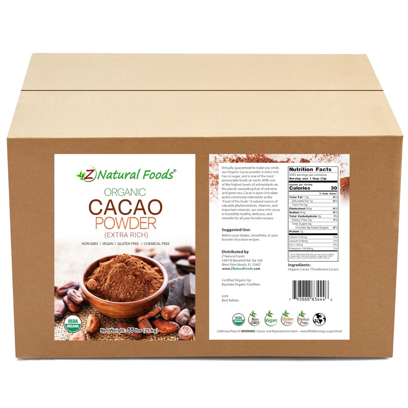 Premium Organic Cacao Powder – 55 Lbs – Extra Rich – The Essence Of Dark Chocolate – Product Of Switzerland – 100% Pure Cold-Pre