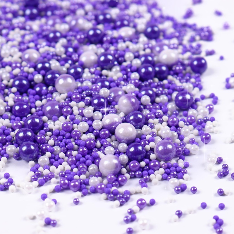 Purple Sprinkles For Cake Decorating, Pearl Sprinkles, Edible Pearls, Cake Pearls For Baby Showers, Weddings, Birthdays, Gender