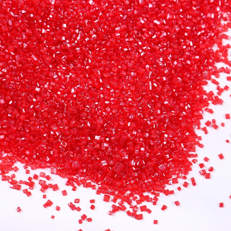 Red Sanding Sugar For Baking Edible Sparkling Sugar Sprinkles Coarse Sugar Crystals For Valentine Cake Decoration Cookie Cupcake