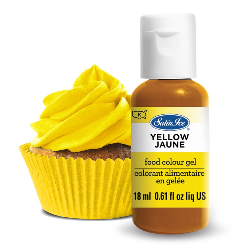Satin Ice Food Color Liquid Gel, 0.61 Fl Oz Bottle, Yellow