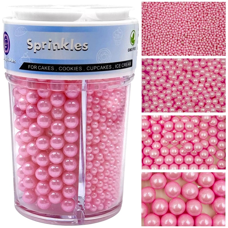 Sprinkles For Cake Decorating, Pink Pearl Sprinkles Mix For Valentine’S Cake Cupcake Cookie Baking Ice Cream Toppings