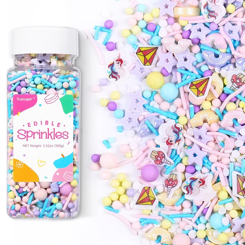 Unicorn Sprinkles Mix | Pink Blue Purple Rainbow | Sprinkles For Cake Decorating | Cupcake Toppers | Ice Cream | Cookie | Fancy