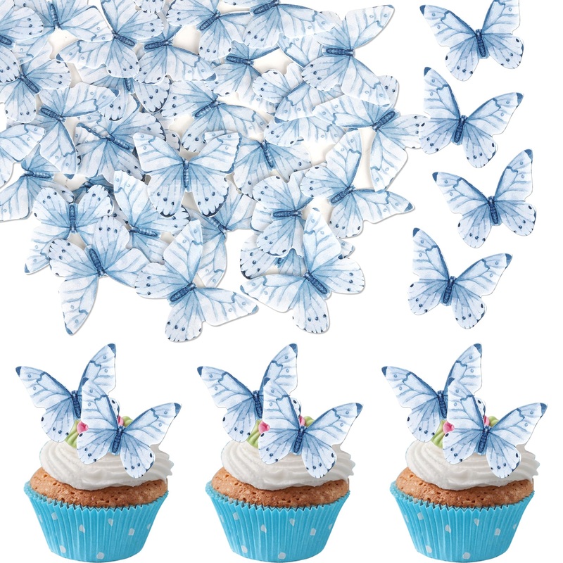 48 Pcs Edible Butterfly Cupcake Toppers Wafer Paper For Cake Decorating – Butterfly Theme Baby Shower, Wedding, Birthday Party D