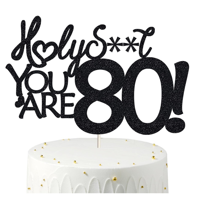 80 Cake Toppers, 80 Birthday Cake Toppers-Black Glitter, Funny 80Th Cake Topper For Men For Women, 80Th Birthday Decorations,80T