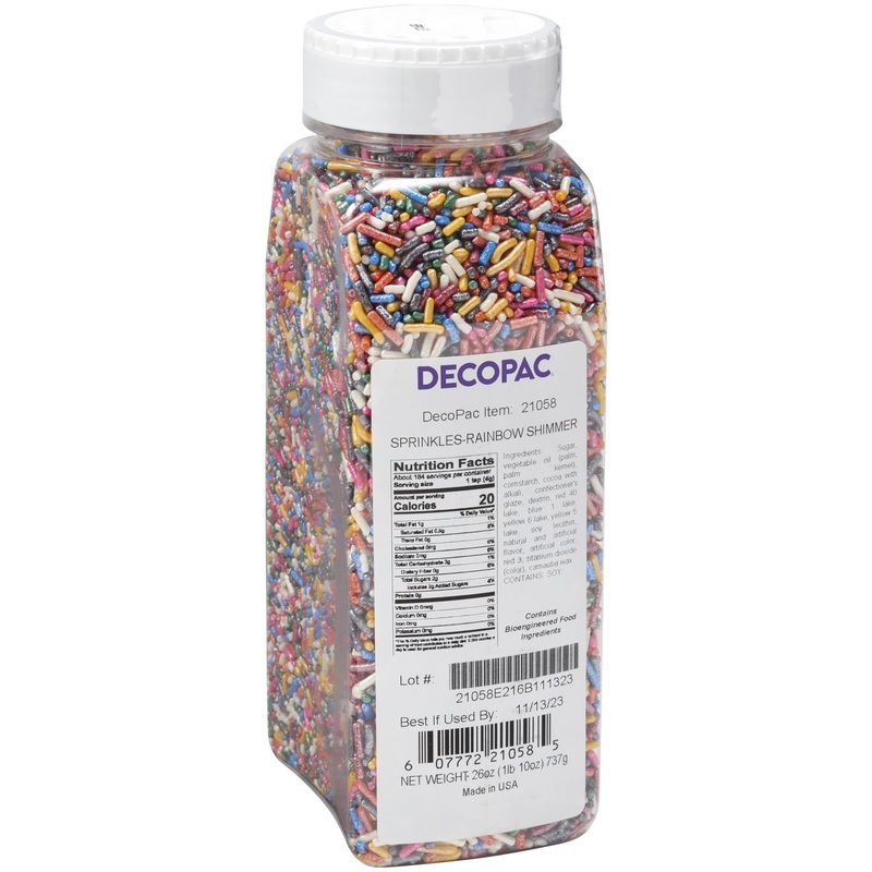 Decopac Rainbow Shimmer Sprinkles | Extra Large 26Oz Pack | Cake Sprinkle Mix, Fancy Sprinkles For Cake Decorating, Handheld Con