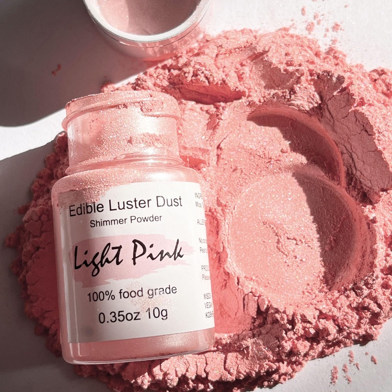 Edible Pink Luster Dust For Cake Decorating – 0.35Oz Colaele Gold Shimmering Edible Glitter Dust For Chocolates, Metallic Food C