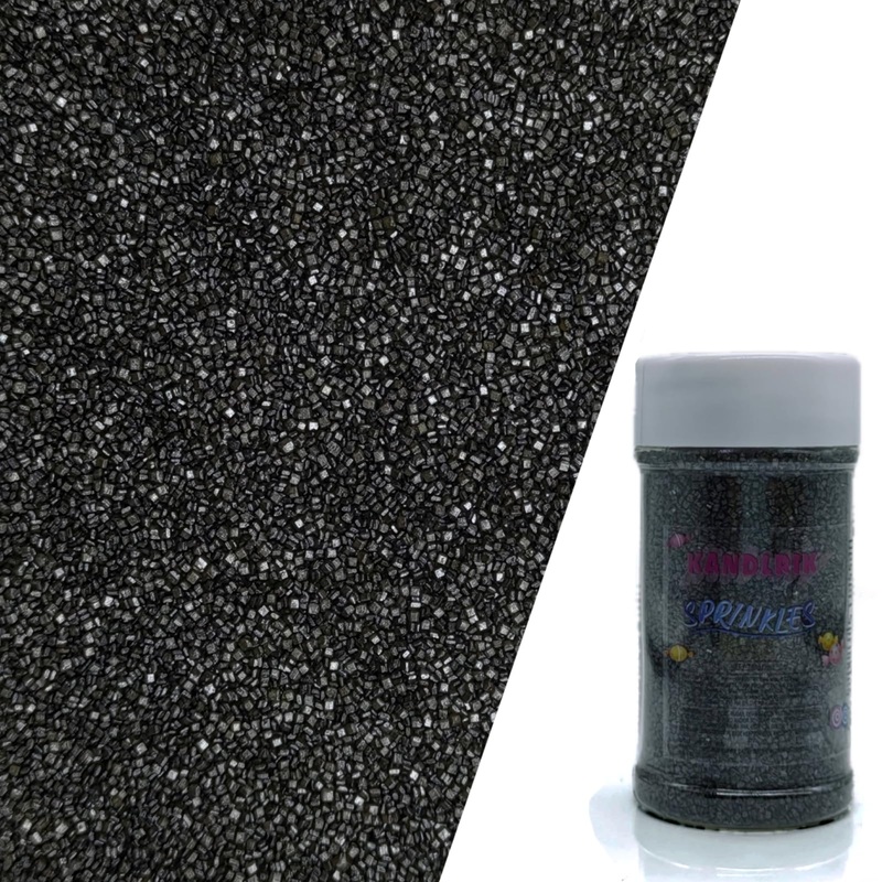 Edible Sanding Sugar Sprinkles For Cookie Decorating, Sugar Sprinkle Mix For Celebration Cakes, Cupcakes, Cookies, 3Oz (Black)