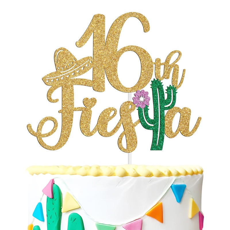 Fiesta 16Th Cake Topper, Cheers To 16 Years/Taco Bout 16 Cake Decor,Tropical Hawaiian Mexican Summer Themed Happy 16Th Birthday/