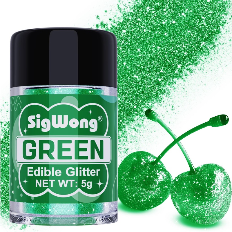 Green Edible Glitter – 5G Food Grade Cake Decorating Shimmering Glitter, Edible Sprinkle Luster Dust For Drinks, Chocolates, Fon