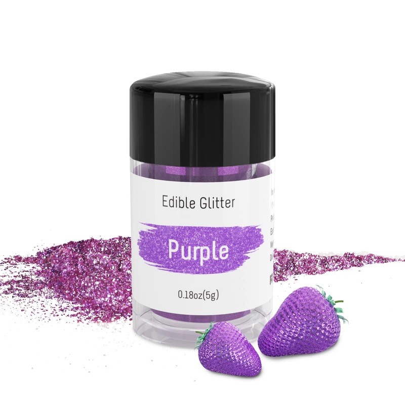 Jelife Purple Edible Glitter – 5 Grams Food Grade Cake Decorating Shimmering Glitter Vegan Metallic Food Coloring Powder Sprinkl