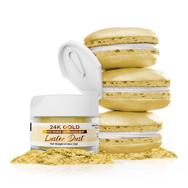 Luster Dust – 24K Gold (4G 1X Jar) | Edible Vegan Dust & Paint For Cake Decorating, Ice Cream And Desserts By Bakell