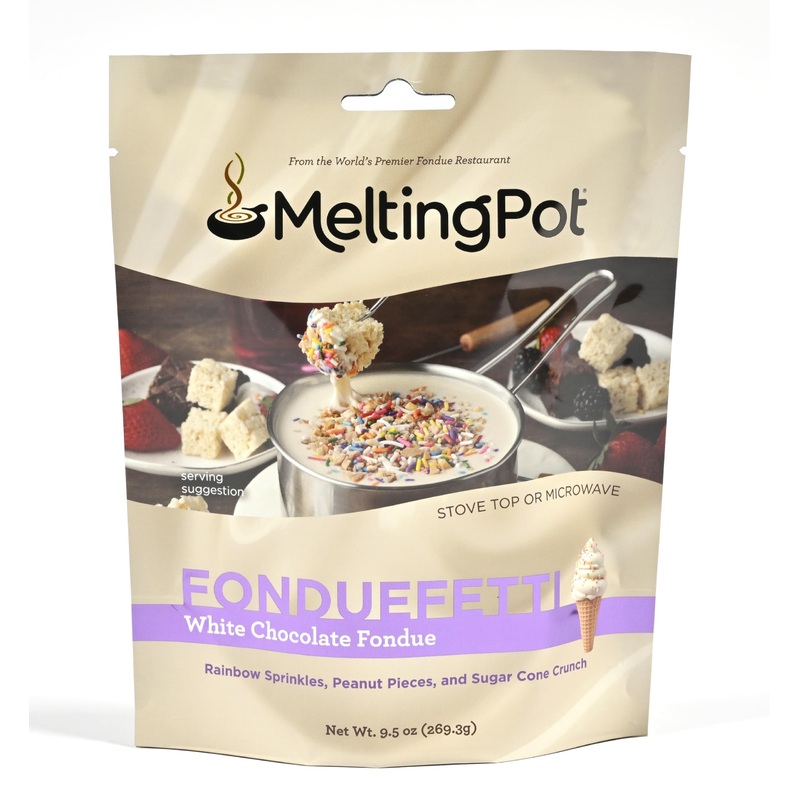 Melting Pot Chocolate Fondue; Mini Chocolate Wafers For Melting, White Chocolate Fonduefetti (Rainbow Sprinkles, Peanut Pieces,