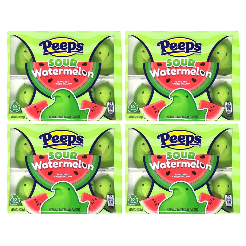 Pack Of 4 Peeps Sour Watermelon Easter Sugar And Marshmallow Candy Treats 10 Peeps Per Pack