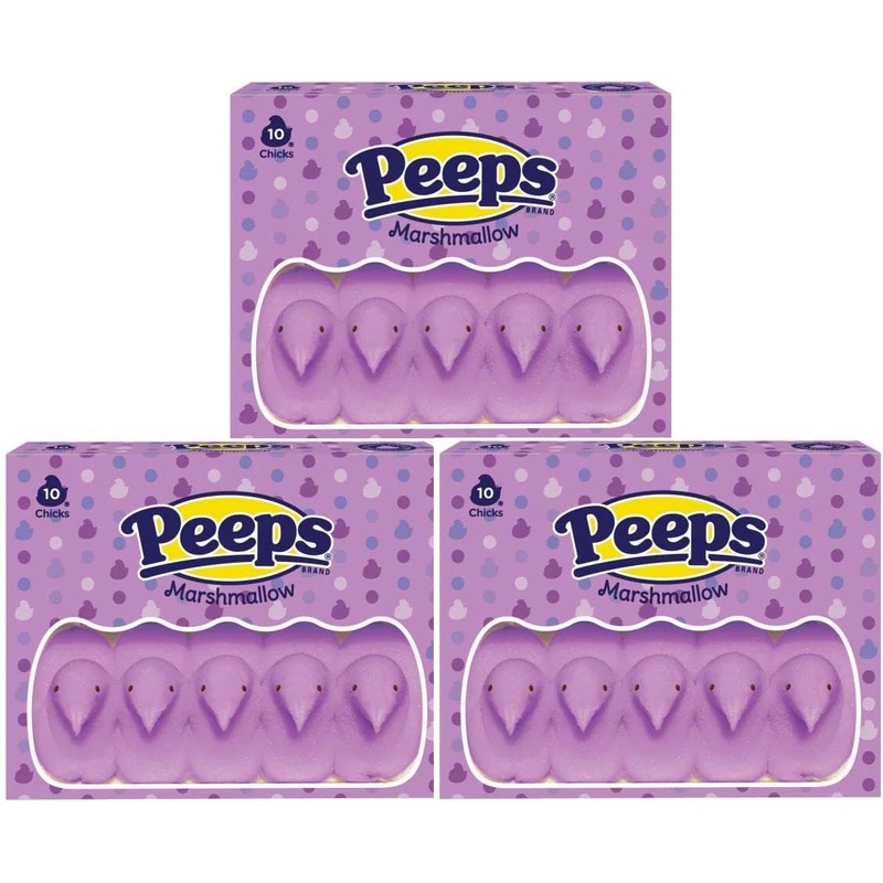 Peeps Easter Marshmallow Chicks, Variety Pack, 10 Count (Assorted Flavors & Colors) (3 Count, Purple Chicks Marshmallow)
