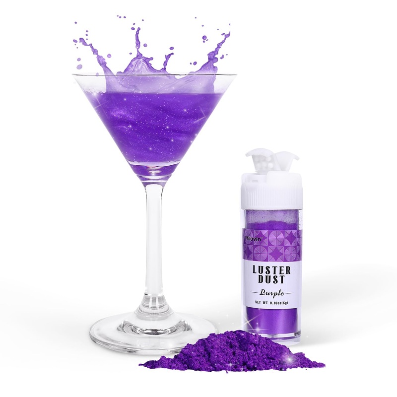 Purple Edible Glitter For Cocktails, Luster Dust Edible For Cake Decorating, 5G Purple Dust Edible For Drinks, Cookies, Cupcakes