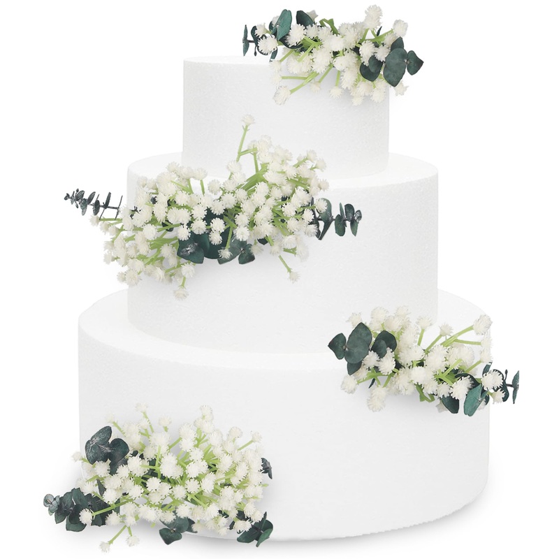 Rinlong Pre-Made Cake Toppers Flowers Cake Decorations Baby’S Breath Eucalyptus Wedding Cake Decorating Flowers Decor Christenin