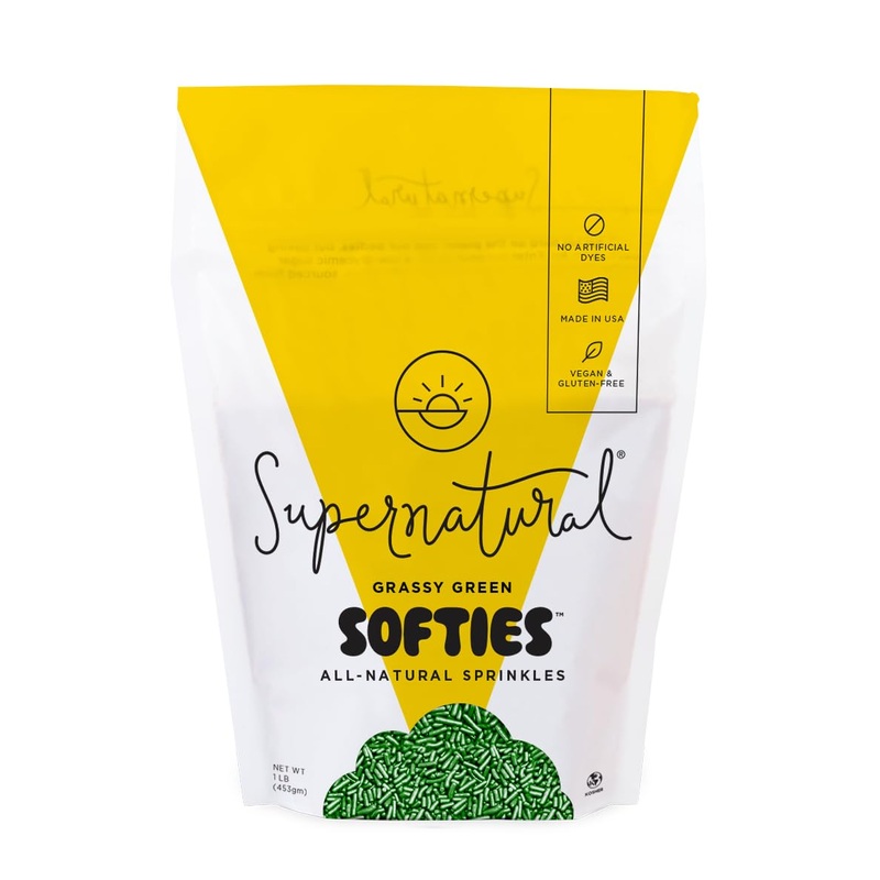 Supernatural Grassy Green Softies Sprinkles, Dye-Free, Made In Usa, Soy Free, Gluten Free, Vegan, 16Oz