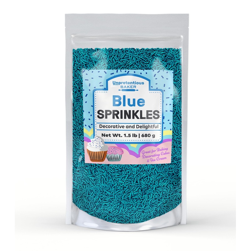 Unpretentious Blue Jimmies Sprinkles (1.5 Lb), Perfect For Festivities, Clear Resealable Container, Dessert Decorating