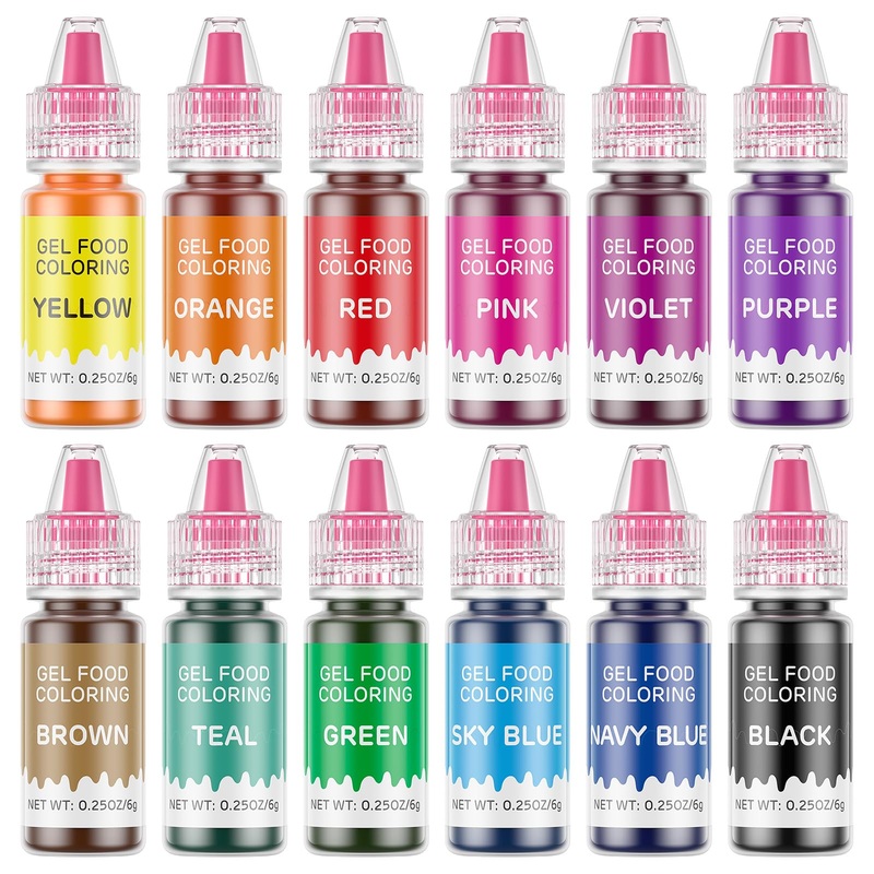 Upgraded Gel Food Coloring Set – Cherrysea 12 Colors Gel Based Food Color For Baking Food Grade Dye For Cake Cookie Decorating E